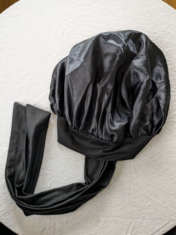2 Satin-Schlafmützen Im Pack – Super Weich, Atmungsaktiv, Verstellbar Für Alle Haartypen (schwarz)