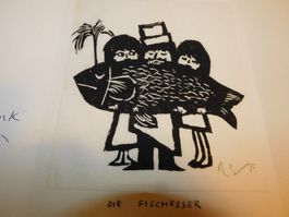Kunst Röbi Wyss original Holzschnitt   Unikat   Selten