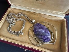 Silber Kette 925 mit Charoit Anhänger