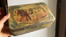 Boite ancienne Blechdose agriculture chevaux Pferd Bauer