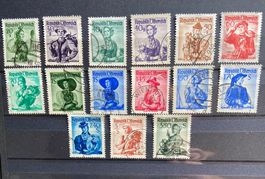 Briefmarken Set alt Österreich 15 Trachten