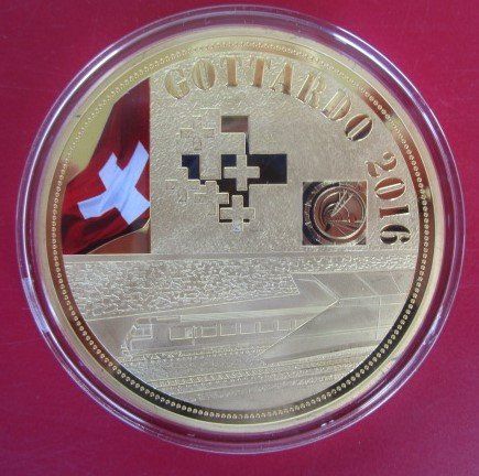 Medaglie: GIGANT: Gotthard Mythos - Gotthard 2016 - 70 mm - PP – Nuovo e nell'imballaggio originale da Luzern venduto da Horoskop1