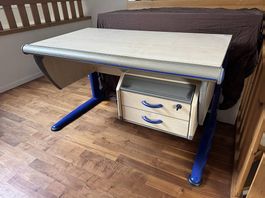 MOLL Höhenverstellbarer Kinder Schreibtisch mit Schubladen