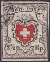 ORTS Post, 13I (T.33) mit Kreuzfrei geschlagener ZH-Rosette!