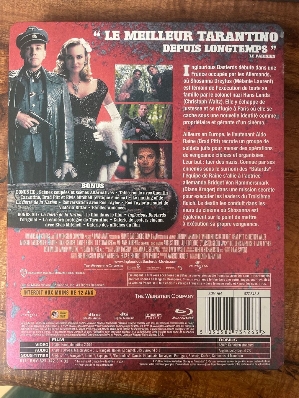 Tutti i DVDs: Inglorious Basterds steelbook blu-ray – Usato da Vevey venduto da c_lathion 1