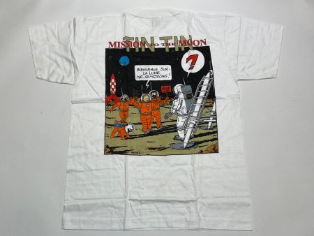 Vintage 90s T-Shirt Tintin Double Print New Under Blister L