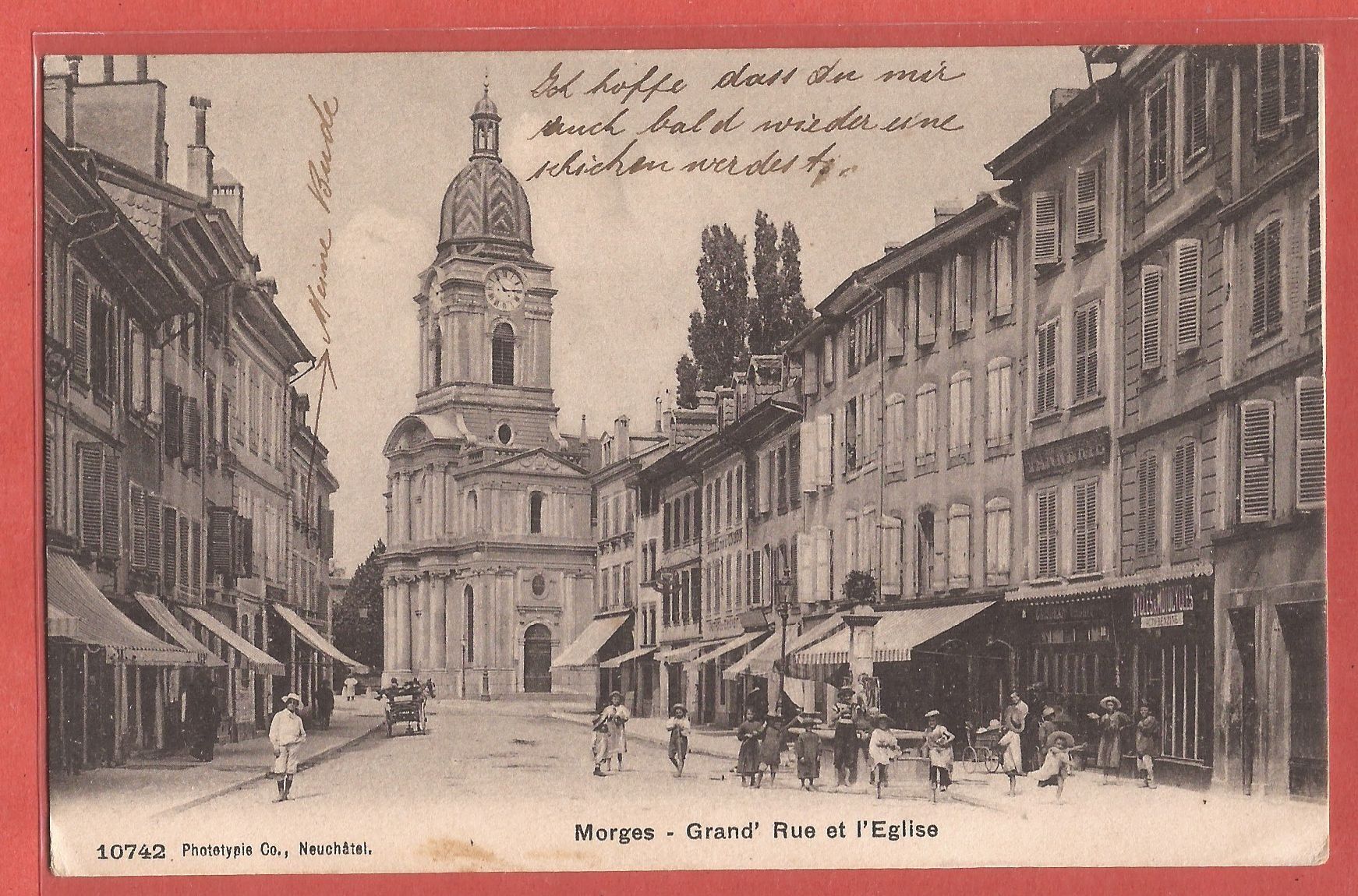 Cartoline postali: Morges - Grand' Rue - 1907 – Usato da Fislisbach venduto da Porano