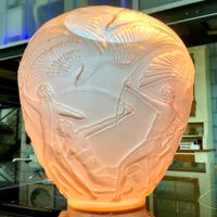 ART DECO XL VASE SATIN KRISTALL ROSALINGLAS FRANKREICH, 1930