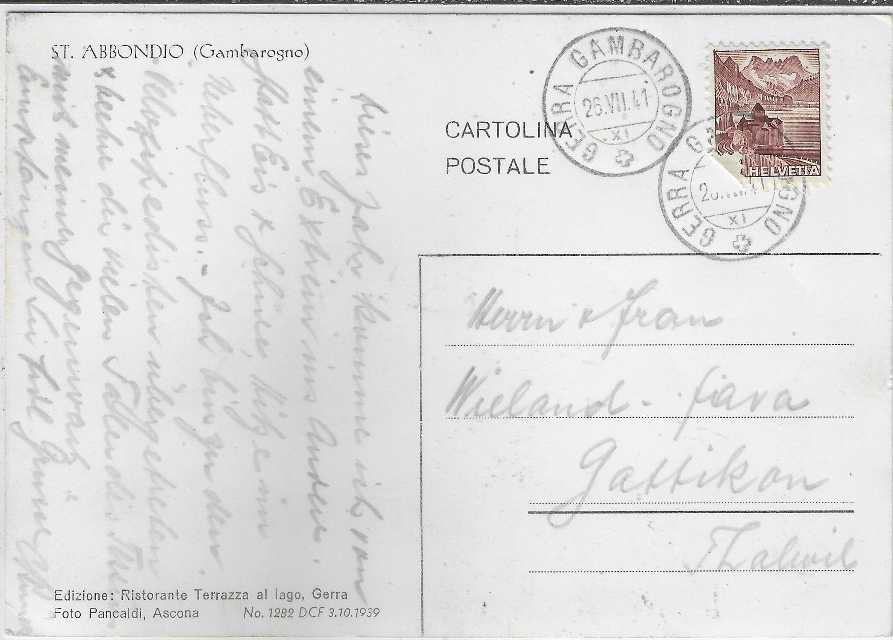 Cartoline postali: St. Abbondio (Gambarogno) – Usato da Ettingen venduto da Kartenplanet 1