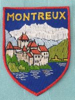 Vintage Badge Wappen MONTREUX ST. GALLER STICKEREI