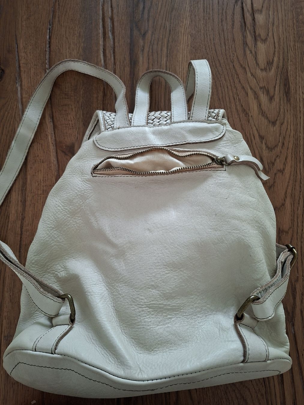 Zaini: Weisser Lederrucksack, geflochten – Usato da Pfäffikon ZH venduto da Grace2717 1