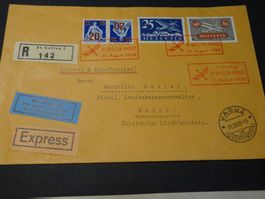 31.VIII.1930, 1. POSTFLUG ST.GALLEN-VADUZ; MIT KASTENSTEMPEL