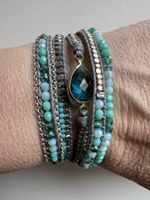 Bracelet multi-tours Bohème, bleu turquoise
