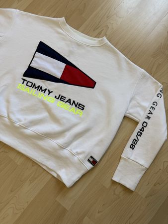 Tommy Jeans Sailing Gear Sweatshirt Damen – Cremeweiss, Neon