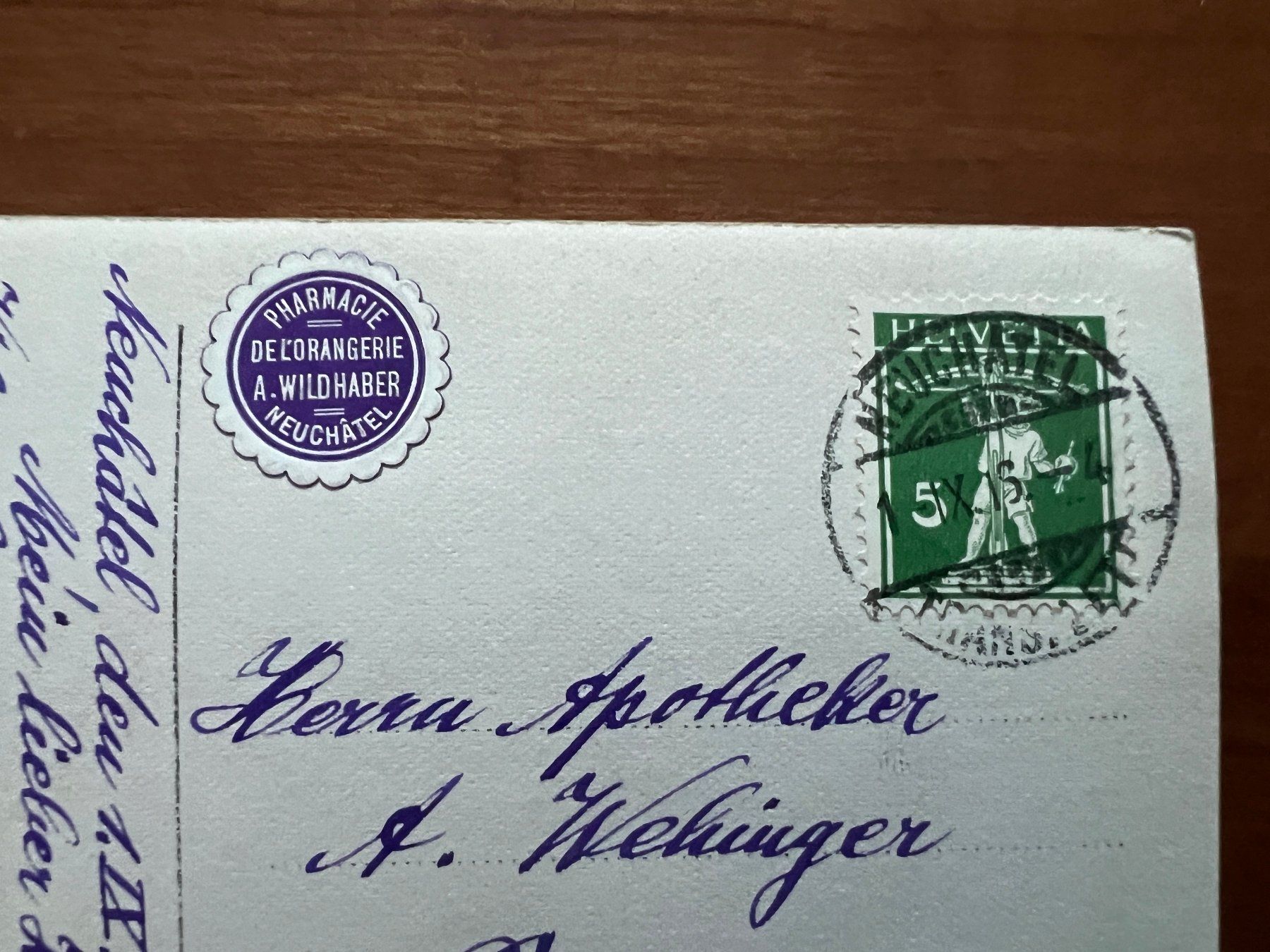 Cartoline postali: AK  1916 Neuchatel (G2789) – Usato da Hinwil venduto da Sidi4 1