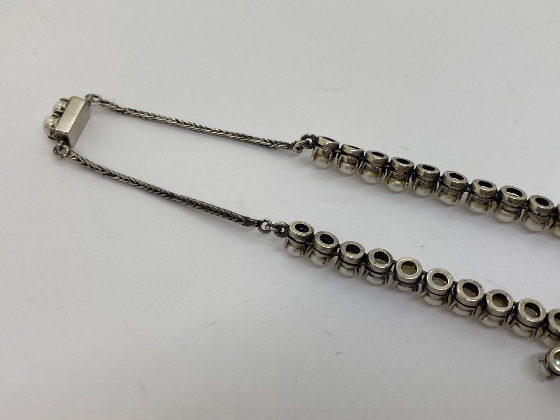 Catenine: PERLEN-Kette mit Diamanten, 40cm Silber /i422 – Usato da Bern venduto da JMsoehne1987 6