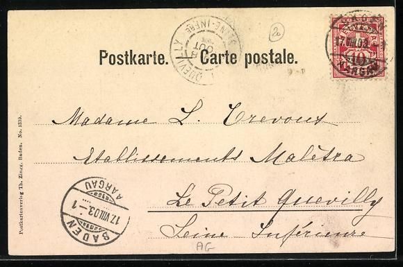 Cartes postales: AK Baden, Schloss Schartenfels, 1903 – D'occasion à Berlin par bartko-reher 1