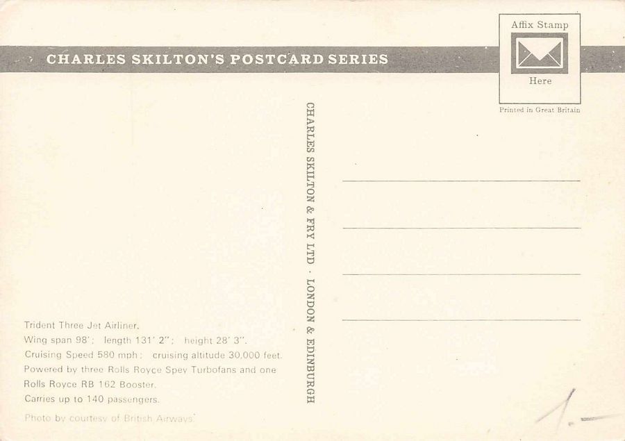 Cartoline postali: British Airways Trident Three Jet Airliner – Usato da Frauenfeld venduto da POML 1