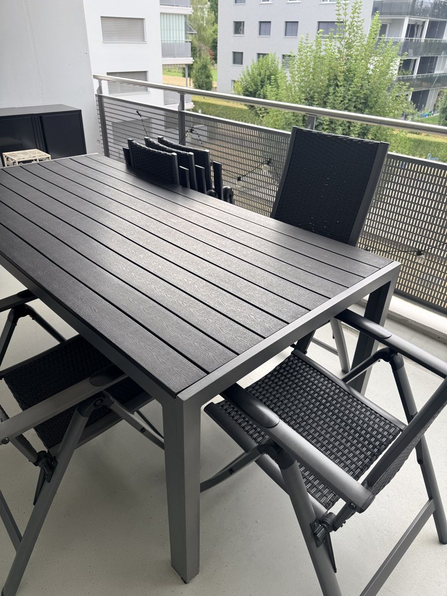Tische: Gartentisch anthrazit Klappstühle 6 Stück – Gebraucht aus Oftringen von Mosflei 6