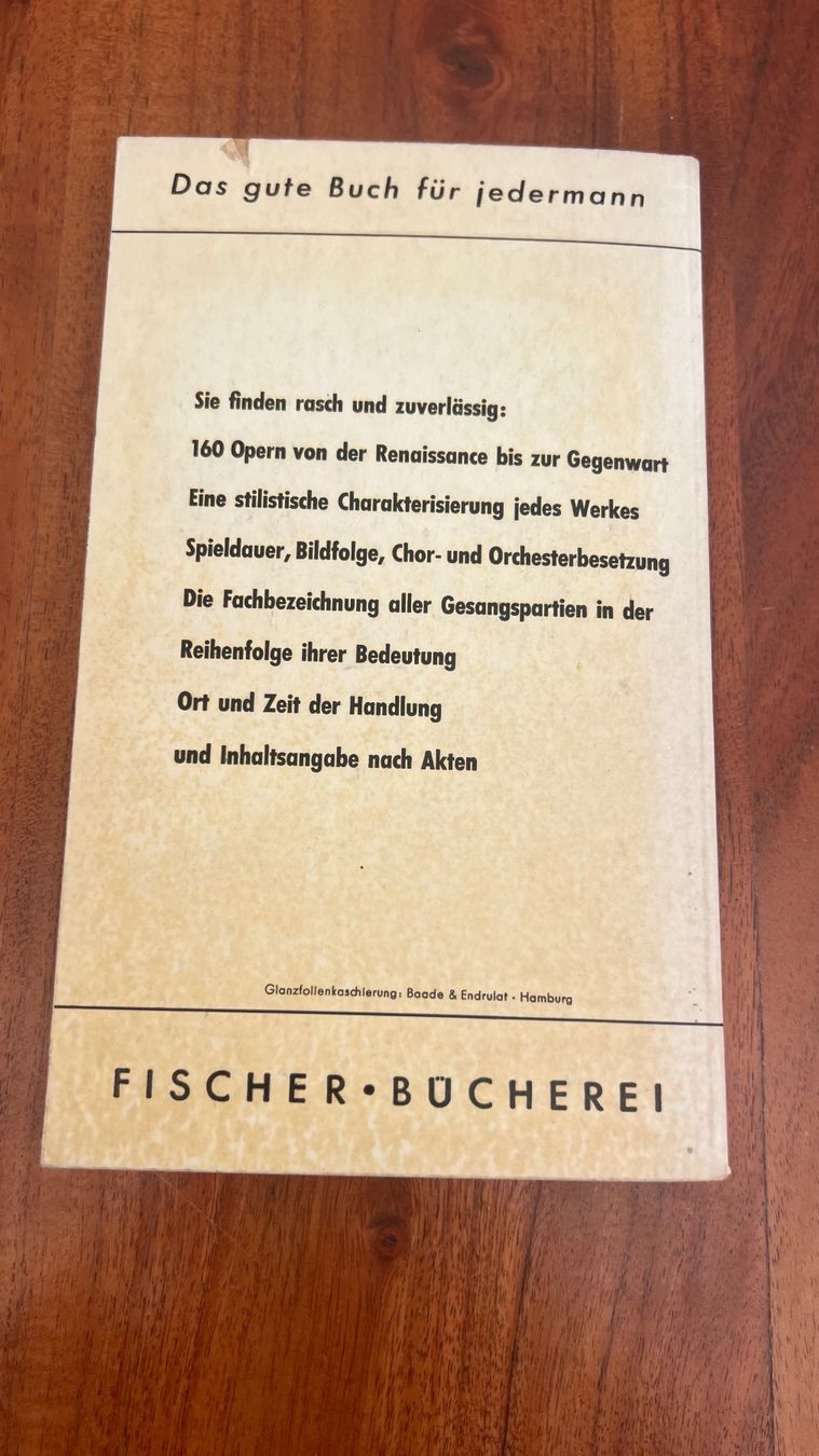Libri: Monteverdi - Hindemith Opernführer, 1954 – Usato da Schübelbach venduto da Dolly990_2 1