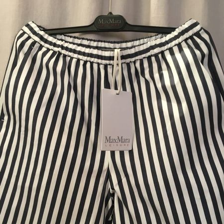 Max Mara Leisure BW Hose SASIA marine weiss gestreift, Gr 36
