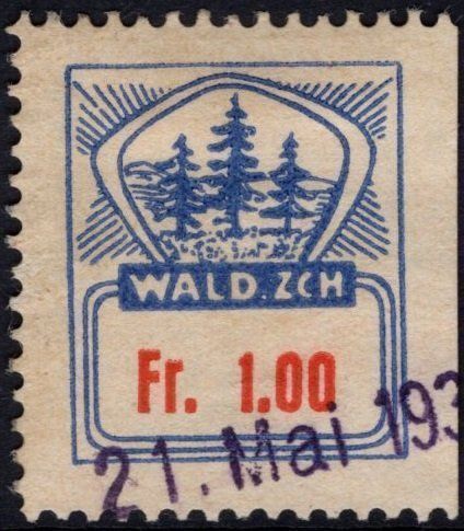 Tutti i francobolli: 1 Fr. Fiskalmarke von der Gemeinde WALD – Usato da Eglisau venduto da Chperfins