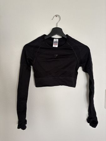 Gymshark Langarm Shirt Schwarz Crop Gr. S