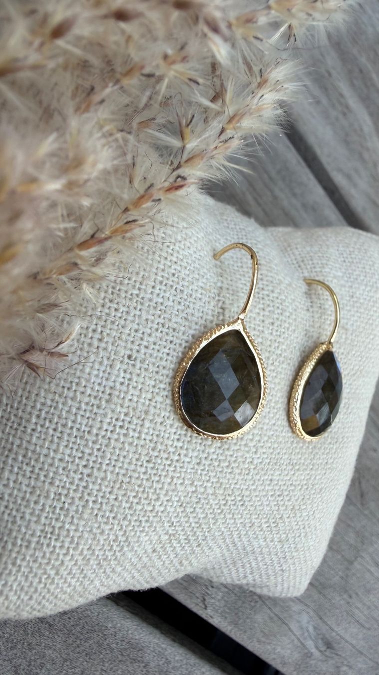 Orecchini pendenti & Orecchini a lobo: Edle LABRADORIT Ohrhänger vergoldet – Nuovo e nell'imballaggio originale da Rombach venduto da Ivreajewels 3