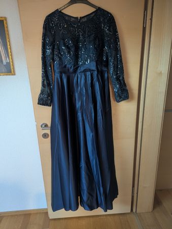 Abendkleid JJ's House dunkelblau Pailletten Grösse 42 Neu