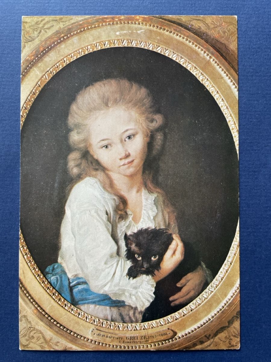 Cartoline postali: Alte Ansichtskarte Greuze Portrait Mädchen mit Katze – Usato da Neuhausen am Rheinfall venduto da Arielle55