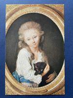 Alte Ansichtskarte Greuze Portrait Mädchen mit Katze