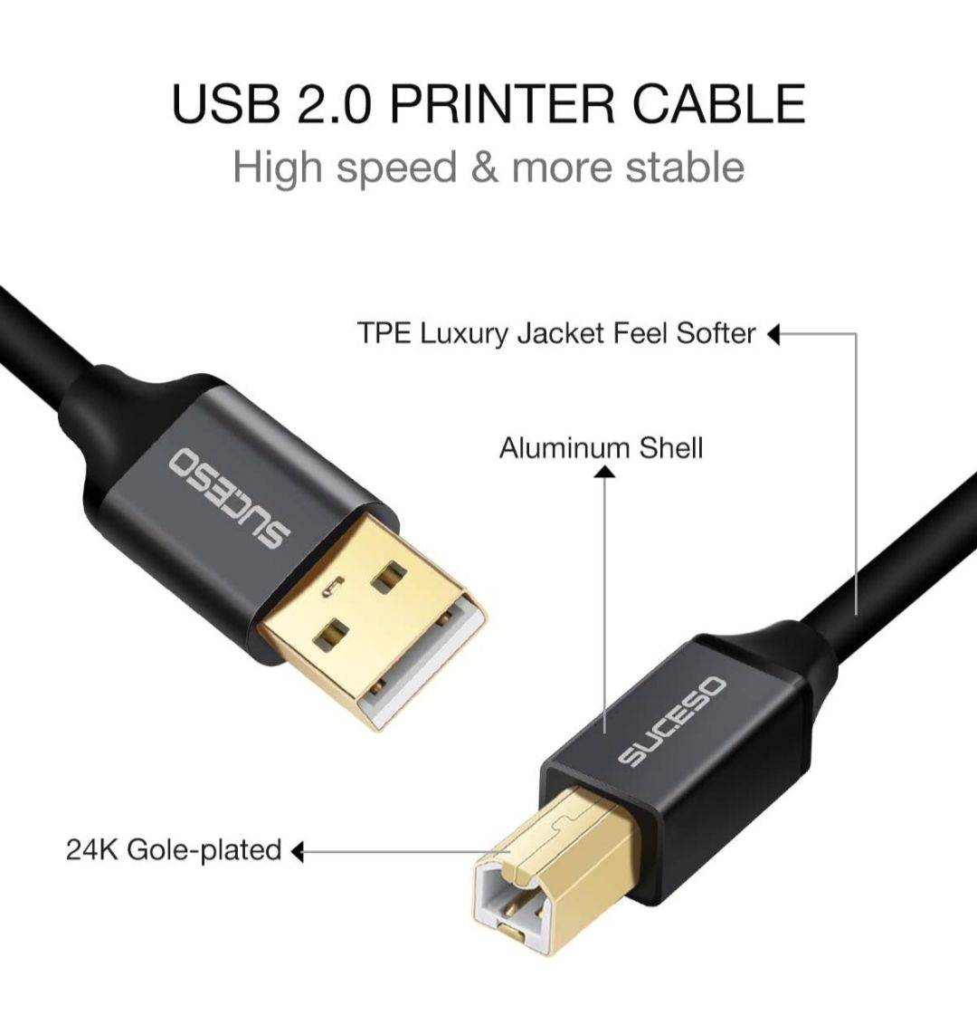Cavi: SUCESO USB 2.0B Drucker Kabel Schwarz USB to USB-B 2m – Nuovo e nell'imballaggio originale da Basel venduto da ego_m6pr 2