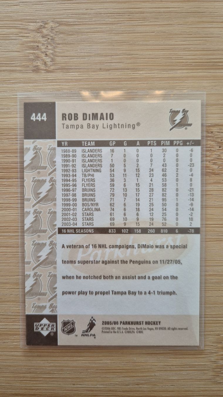 NHL Carte collezionabili: NHL Rob DiMaio Tampa Bay Lightning – Usato da Bellach venduto da paedu-1980 1
