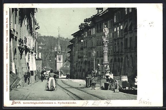Ansichtskarten: Bern, Gerechtigkeitsbrunnen u. Nydeckkir – Gebraucht aus Berlin von bartko-reher