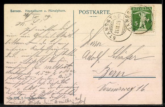 Cartoline postali: AK Sarnen, Hexenthurm u. Nünalphorn – Usato da Berlin venduto da bartko-reher 1