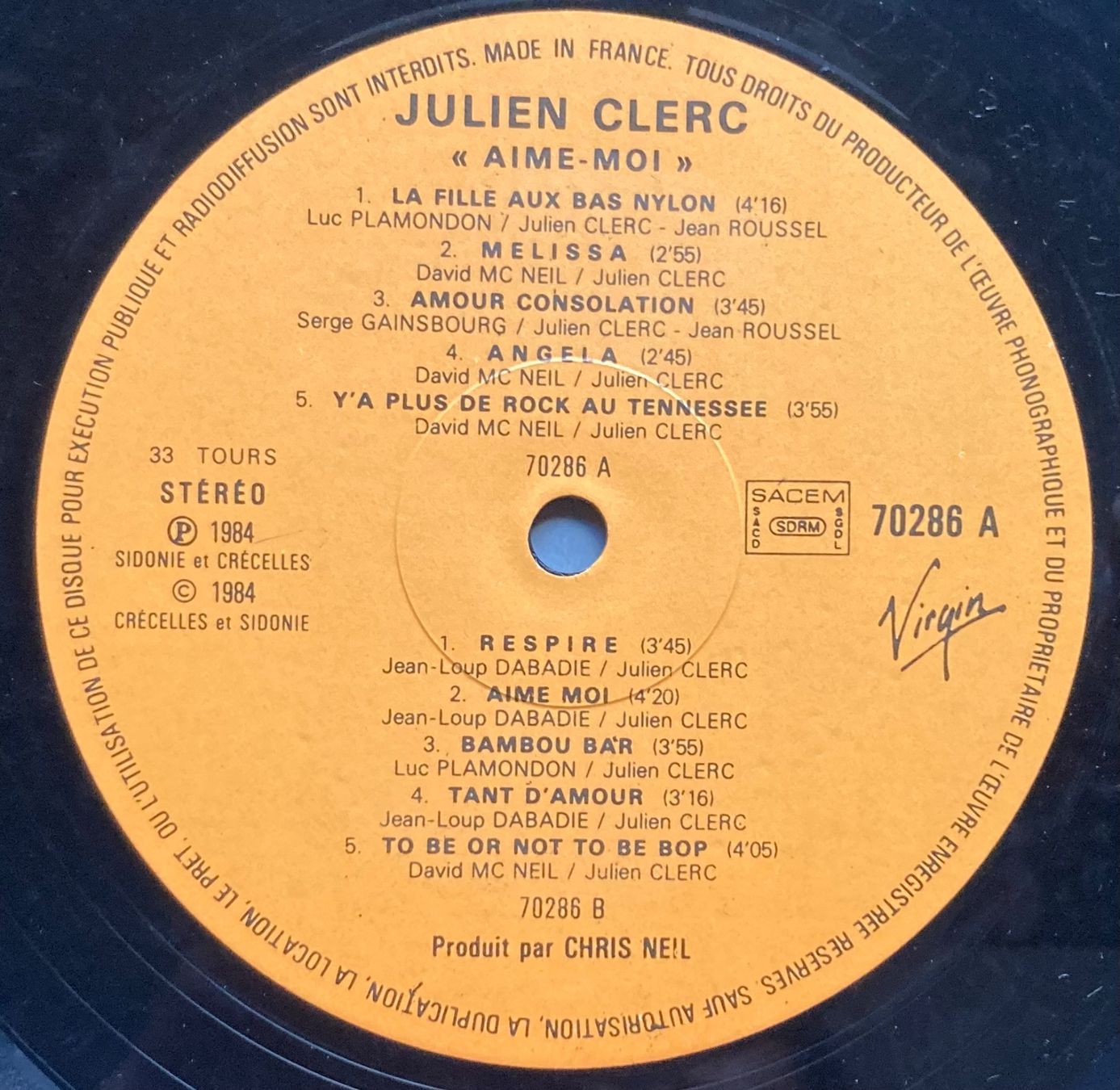 Schallplatten: JULIEN CLERC - AIME-MOI – Gebraucht aus Poliez-Pittet von Newtown-Records 4