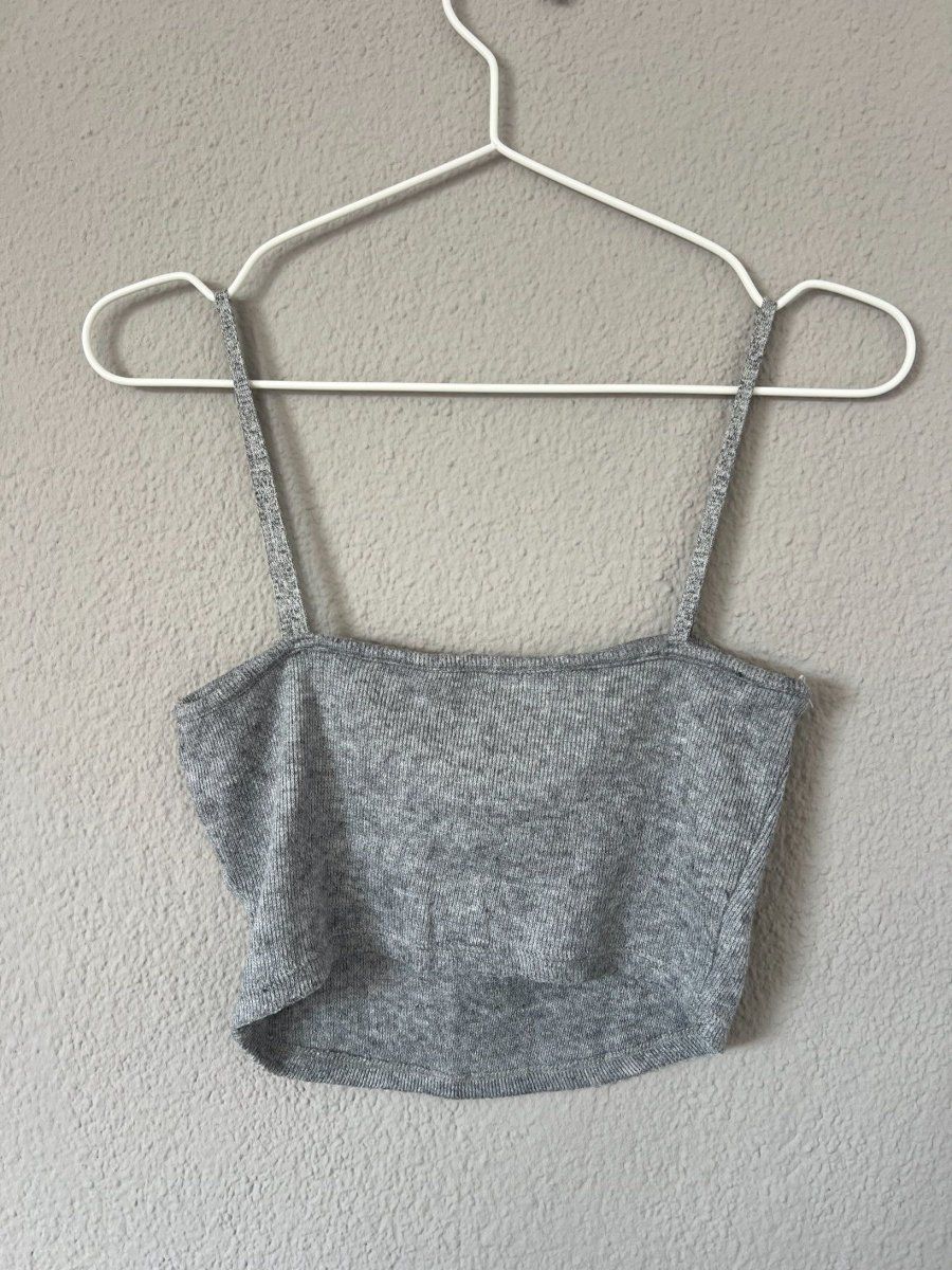 Zara Tops: graues ZARA Strick-Crop-Top, Size S – Gebraucht aus Muri b. Bern von michellew23 1
