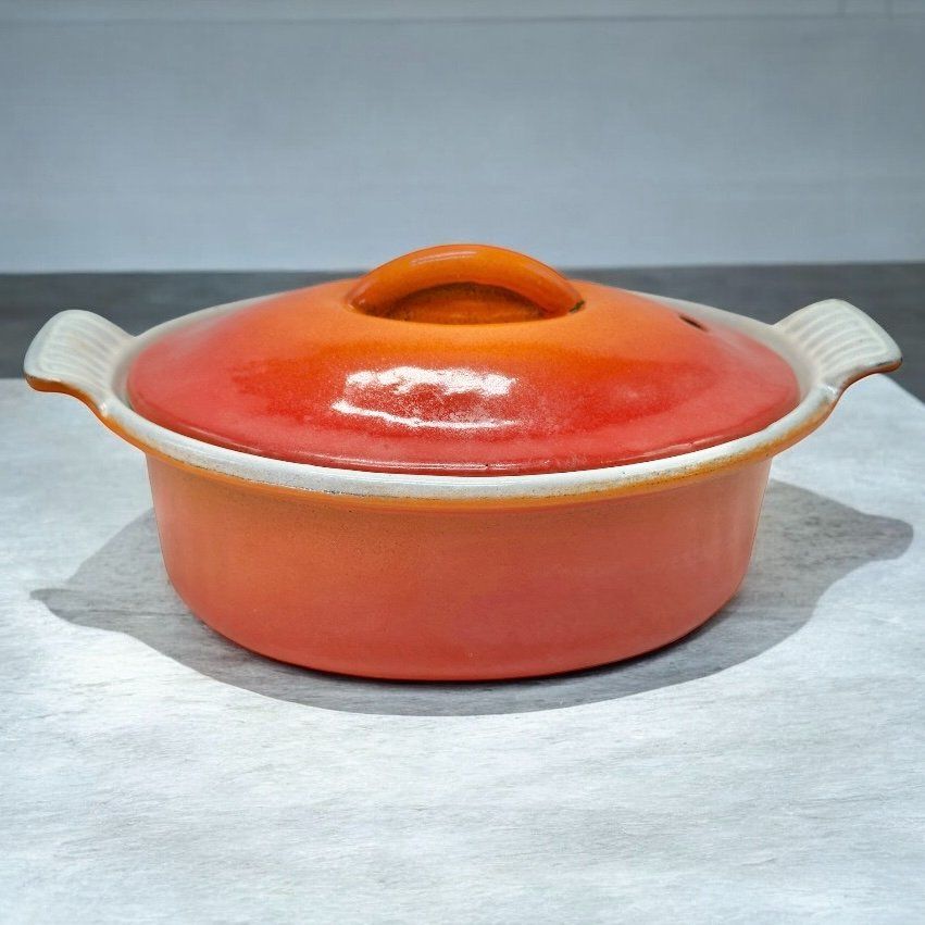 Grande Cocotte Le Creuset Orange – Fonte émaillée Vintage 35x28 Cm