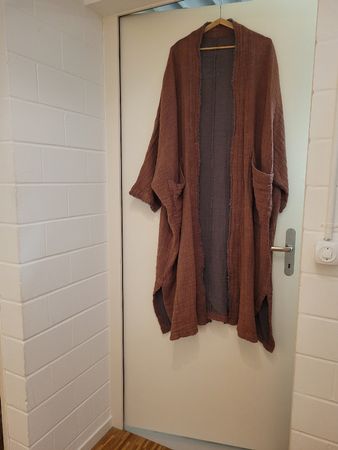 Kimono Jacke von Roselabel 1 Size orangebraun/blau Leinen