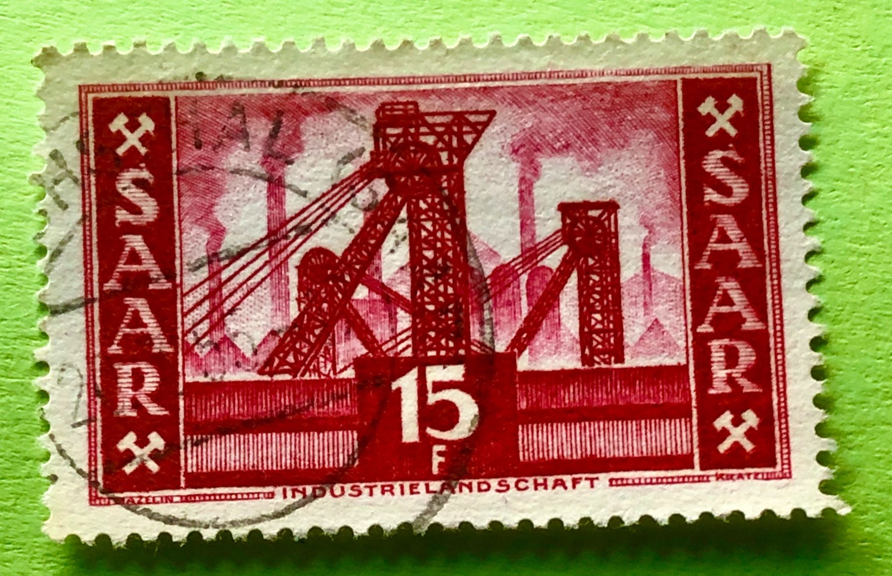 Tutti i francobolli: BRIEFMARKEN AUS Saarland  Industrielandschaft  GESTEMPELT – Usato da Aarau venduto da Angi-007