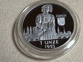 1. 1 Medaille, 1 Unze 999 Silber, also 31.1 Gramm