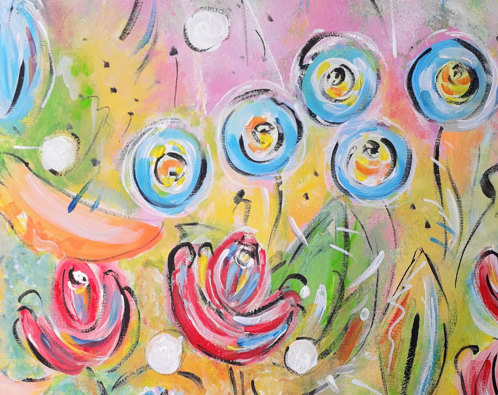Dipinti: Gemälde Blumen expressiv Künstler: Manuela Reitz – Nuovo e nell'imballaggio originale da Balve venduto da Manu_1303 4