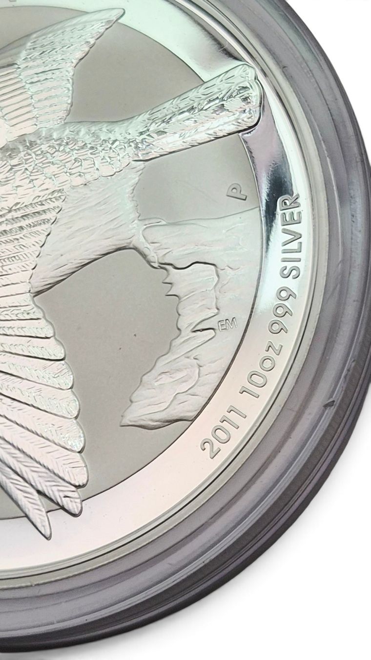Tutti le monete: 10 oz Silber Kookaburra 2011 - Perth Mint - Stempelglanz – Nuovo e nell'imballaggio originale da Clarens venduto da Rimany 2