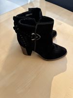 Schwarze Tamaris Stiefeletten Gr. 38, Absatzschuhe Wildleder