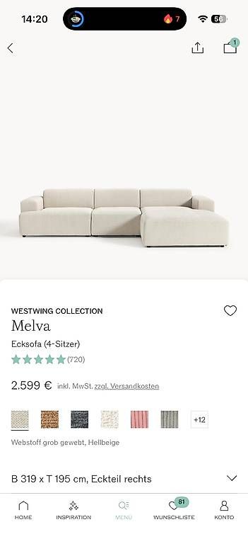 Divani: Westwing Collection Melva Ecksofa  wie neu  – Nuovo e nell'imballaggio originale da Basel venduto da jes_p5zy 4