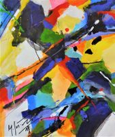 40) Abstraktes Gouache Gemälde