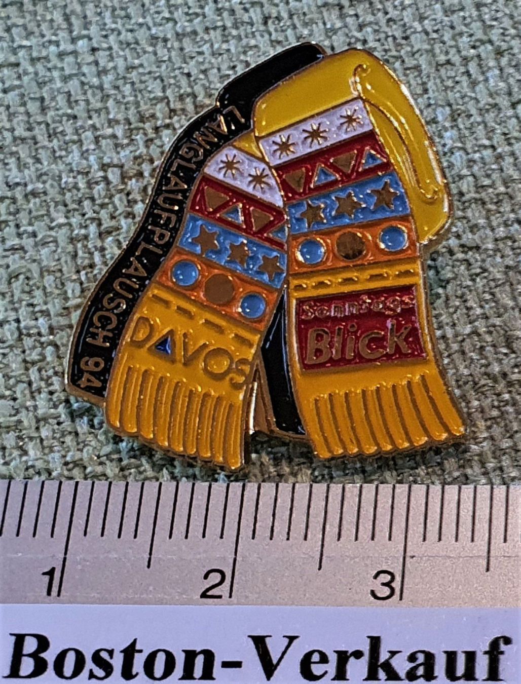 Alle Briefmarken: E932  Pin Davos Langlaufplausch Sobli 94 – Gebraucht aus Reinach BL von Boston-Verkauf 2