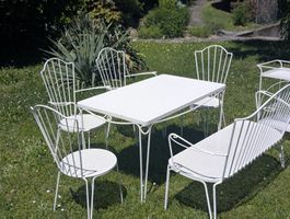 ​Vintage Gartenmöbel-Set Weiss (7-teilig)