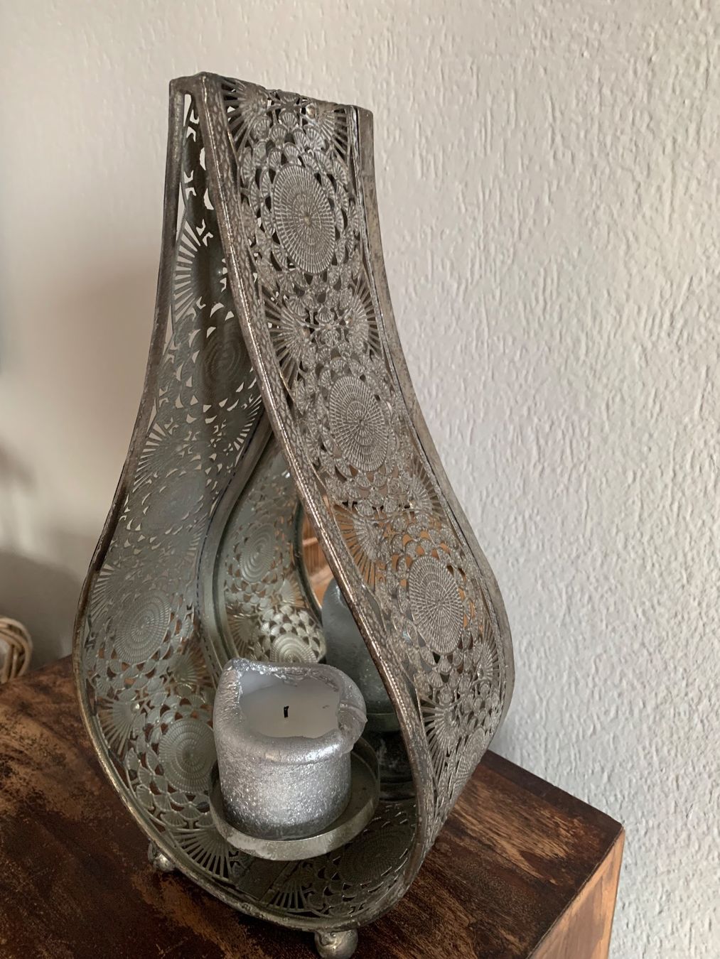 Portacandele: Windlicht aus Metall, orientalisch, silberfarben – Usato da Widen venduto da Lambert63 4