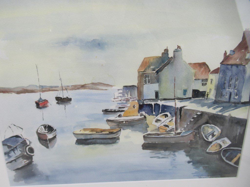 Dipinti: Schönes Aquarell Hafenlandschaft – Usato da Flums venduto da Flumsantik 1